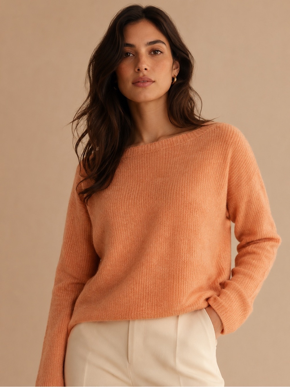 Leith Peach Soft Knit Sweater Women’s Large